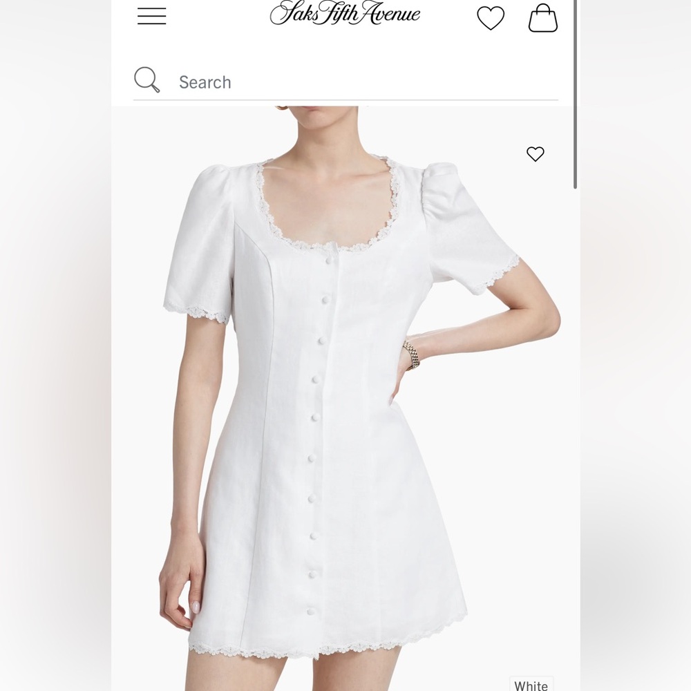 Elegant White Lace-Trimmed Dress